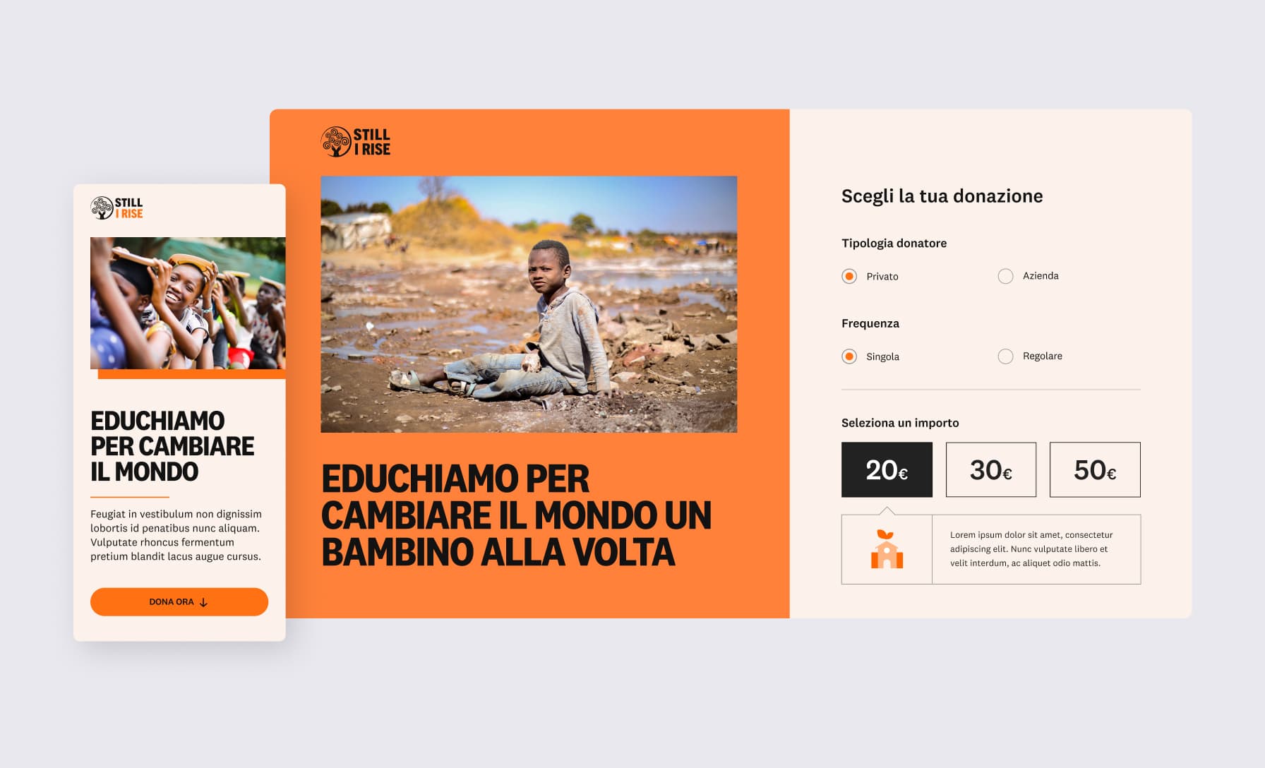 Esempio di sezione Hero con Form in sidebar