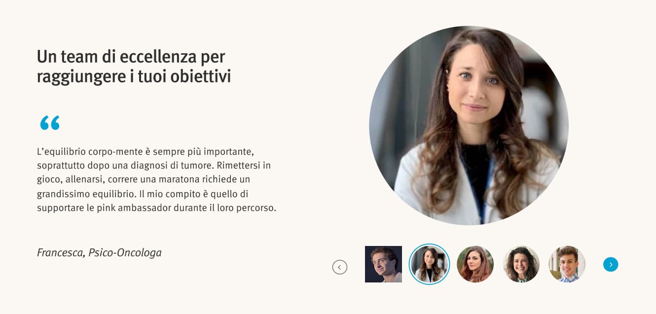 Esempio di Fascia Carosello con testimonianze