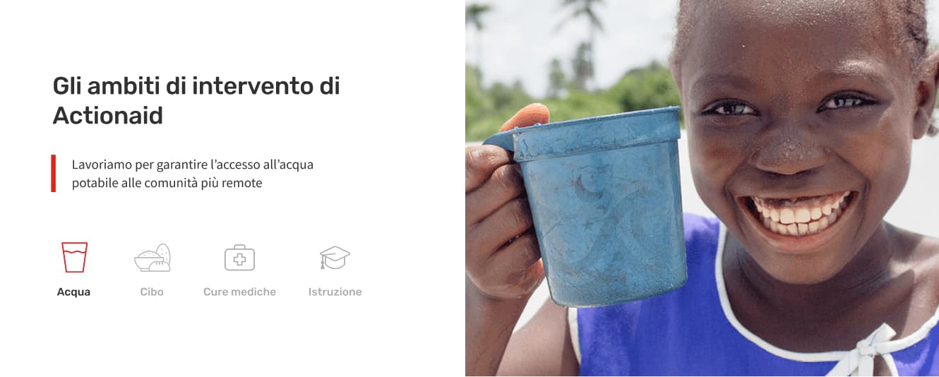 Esempio di Fascia "Impatto" con foto, testi e icone personalizzate